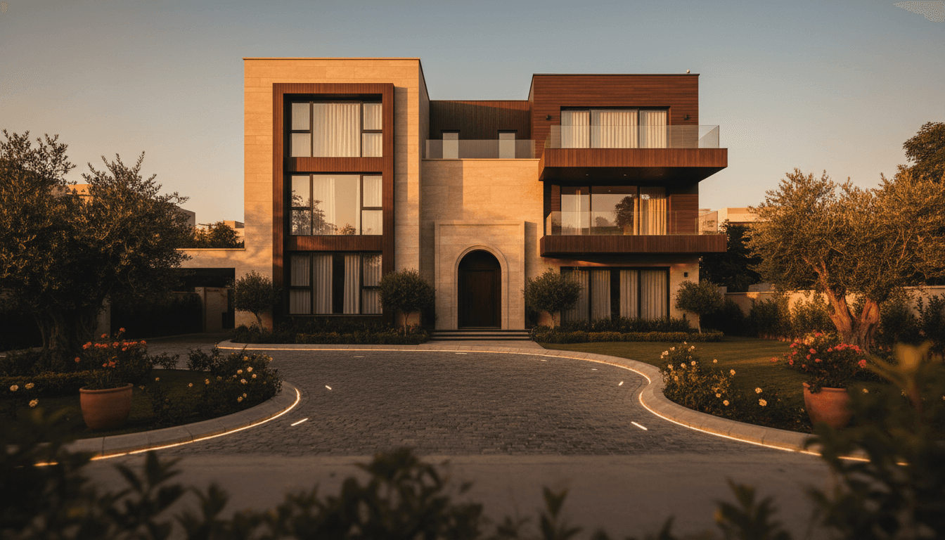 Modern residential property in Lahore with warm afternoon lighting