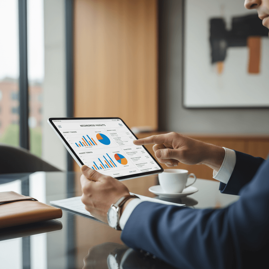 Real estate investment consultant reviewing market analysis with a client