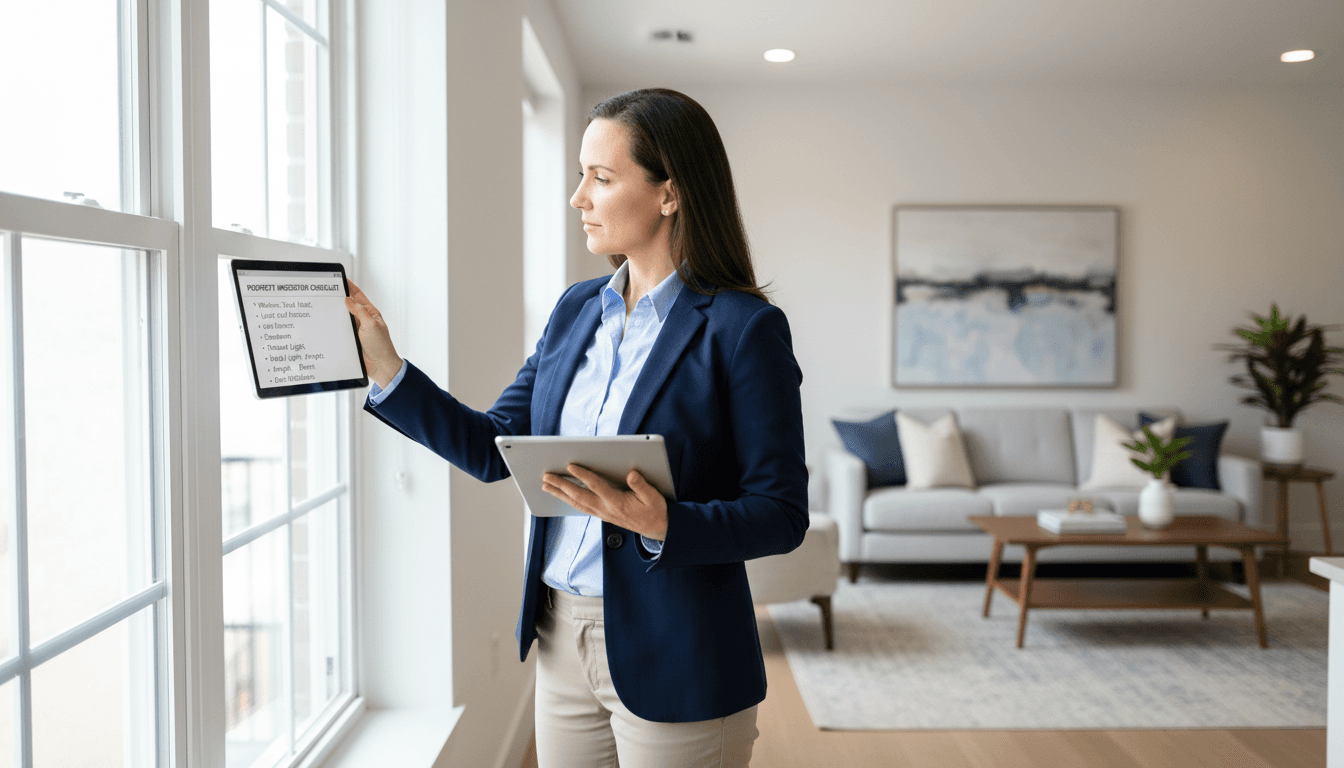 Property Maintenance - Maintenance specialist inspecting residential property