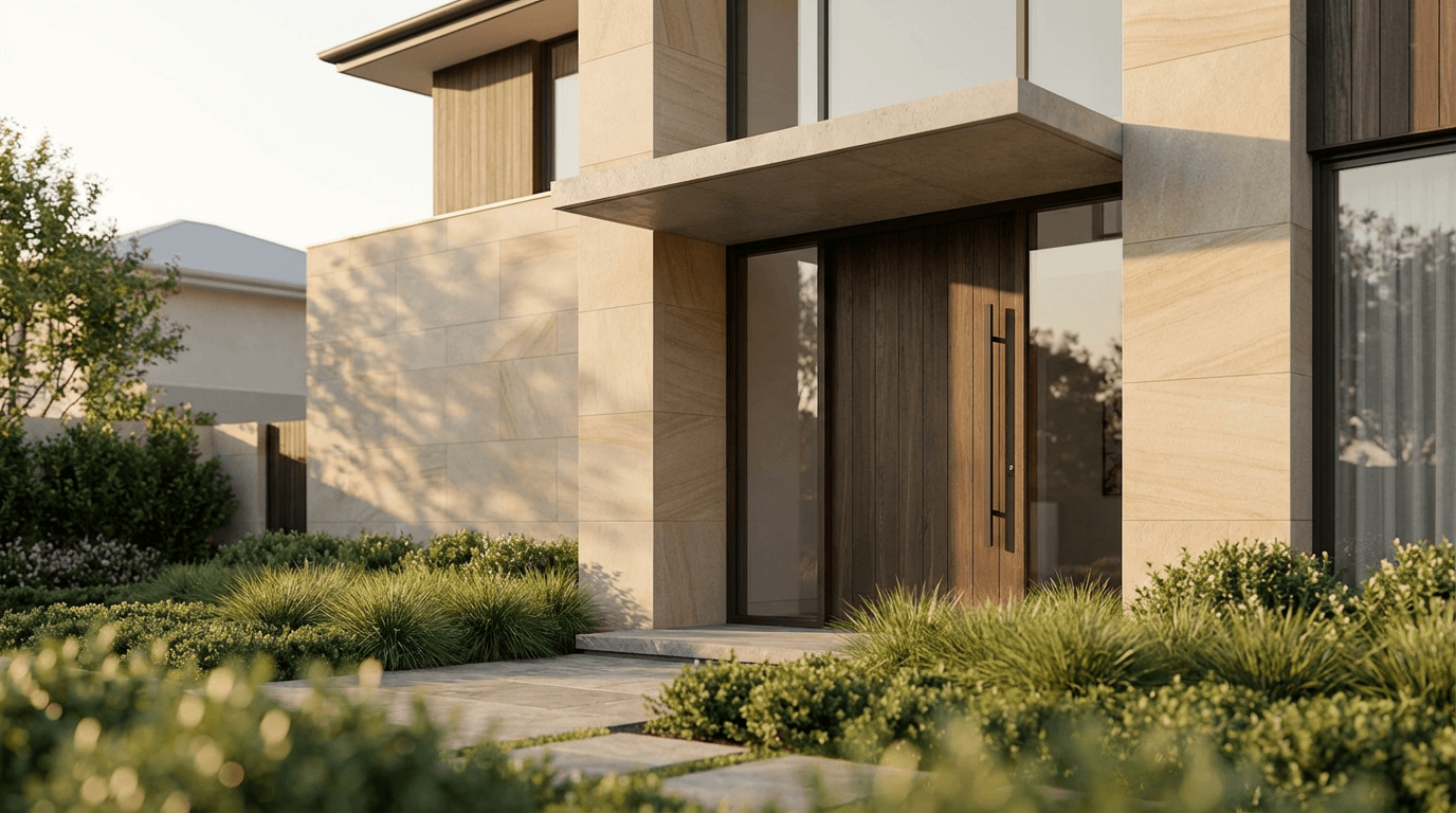 Modern residential property exterior showcasing professional real estate marketing