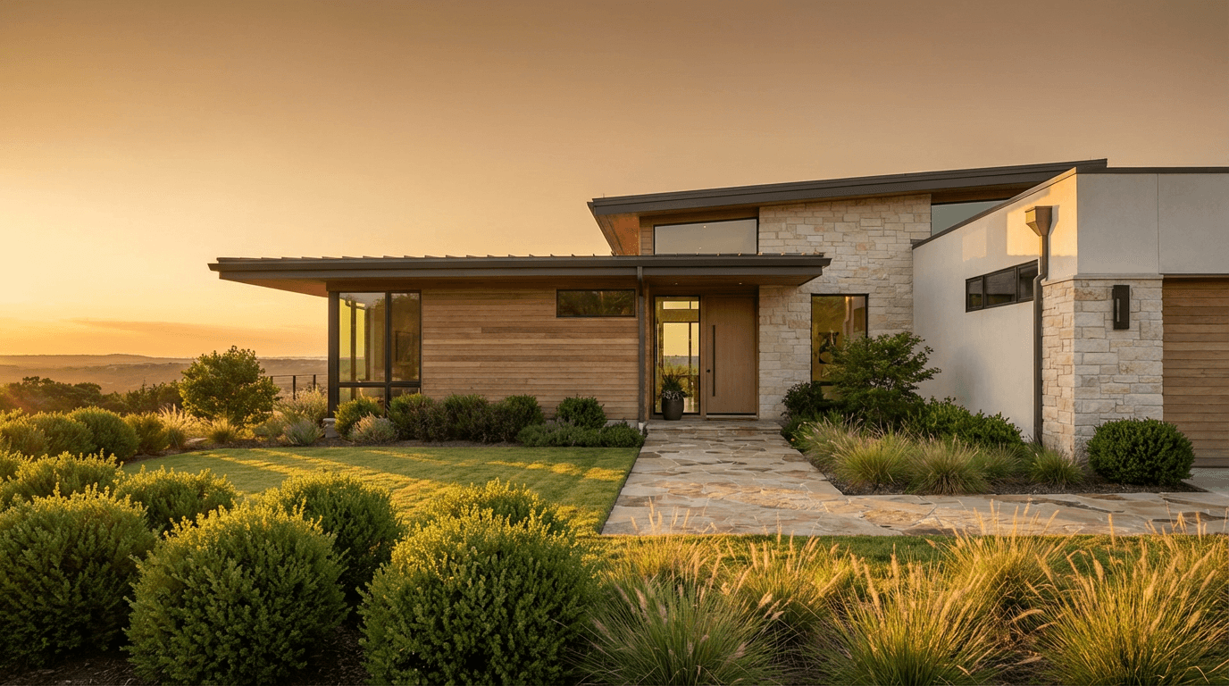 Modern residential property in Lahore with warm afternoon light and manicured landscaping